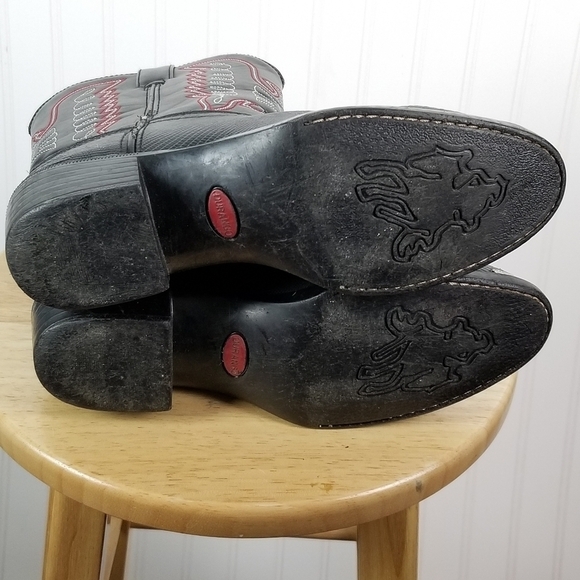 Durango Cowboy Boots Kids Size 5.5 D Lizard Print Black Western Festival Stitch - Picture 12 of 16